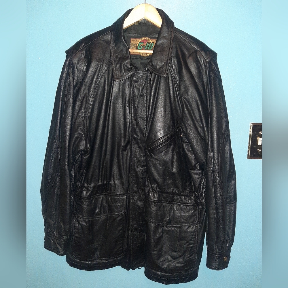 Vintage leather topcoat by Global Identity
